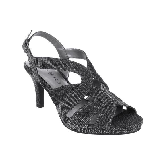 KAREN SCOTT Shoes - KAREN SCOTT Womens Gray Glitter Belindah Peep Toe Stiletto Sandals Shoes 9.5 M